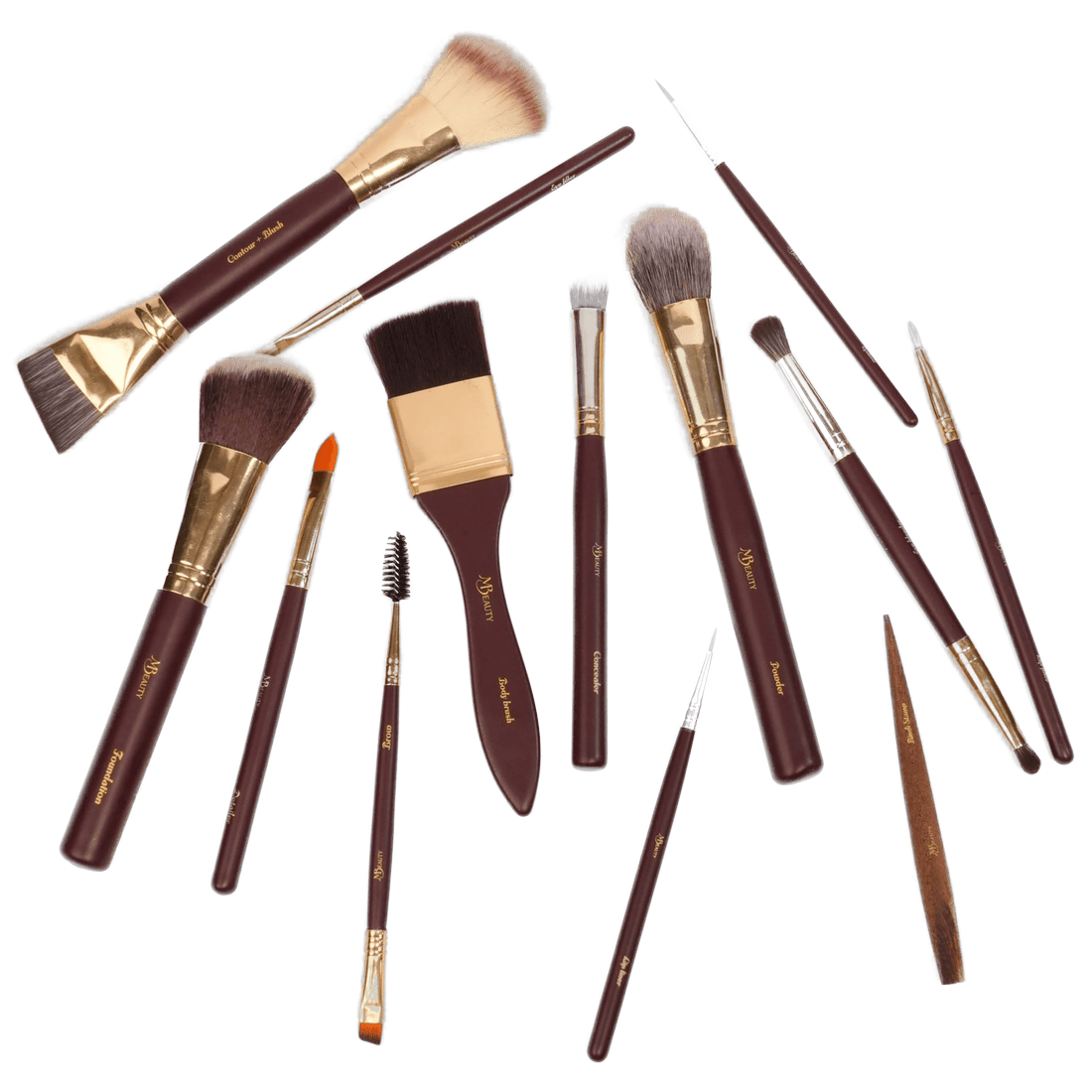 The thirteen Rasa brushes laid out
