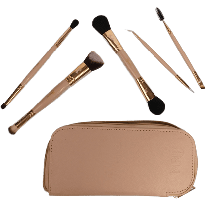Nitya brushes above the travel pouch