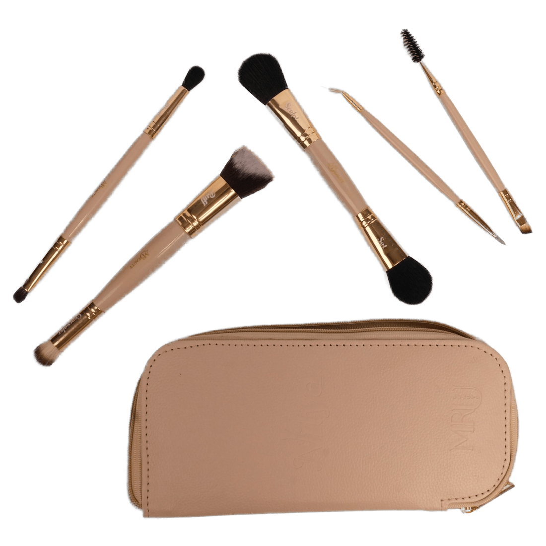 Nitya five dual-ended brushes with their travel pouch