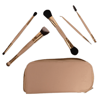 Nitya five dual-ended brushes with their travel pouch