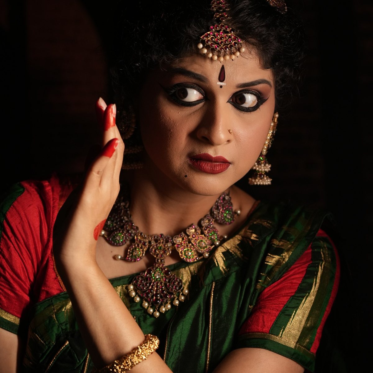 Bharatanatyam artist in full stage makeup